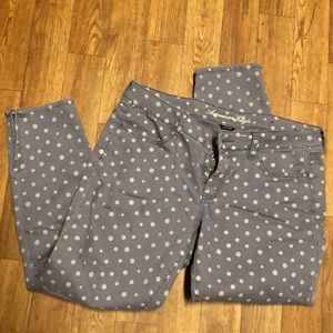 AE Purple polka dot skinnies
